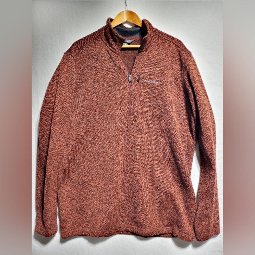 Eddie Bauer Convector Men's XLT Orange Outdoor Fleece Quarter Zip Sweatshirt